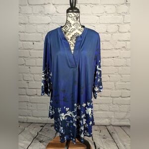 Lily Women's Long Sleeve Stretch Knit Floral Print NWT Size 4xl popover Top b26